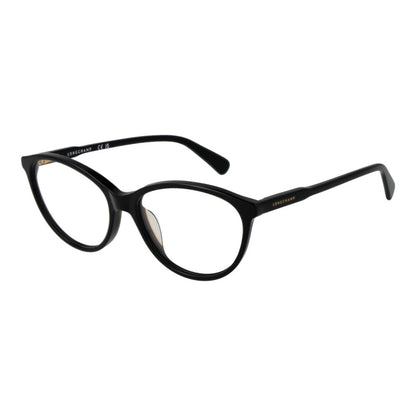 Eyeglasses Frames by Longchamp for women in acetate black features a refined silhouette, showcasing a refined black coloured frame and full-frame frame design for a sophisticated, premium look.