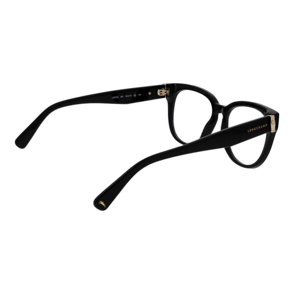 Eyeglasses Frames by Longchamp for women in acetate black features an refined silhouette, showcasing a sophisticated black coloured frame and refined full-frame frame design for a refined look.