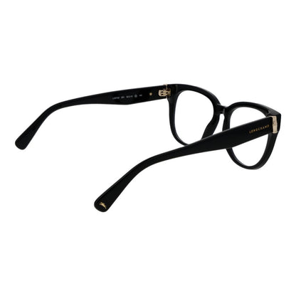 Eyeglasses Frames by Longchamp for women in acetate black features an refined silhouette, showcasing a sophisticated black coloured frame and refined full-frame frame design for a refined look.