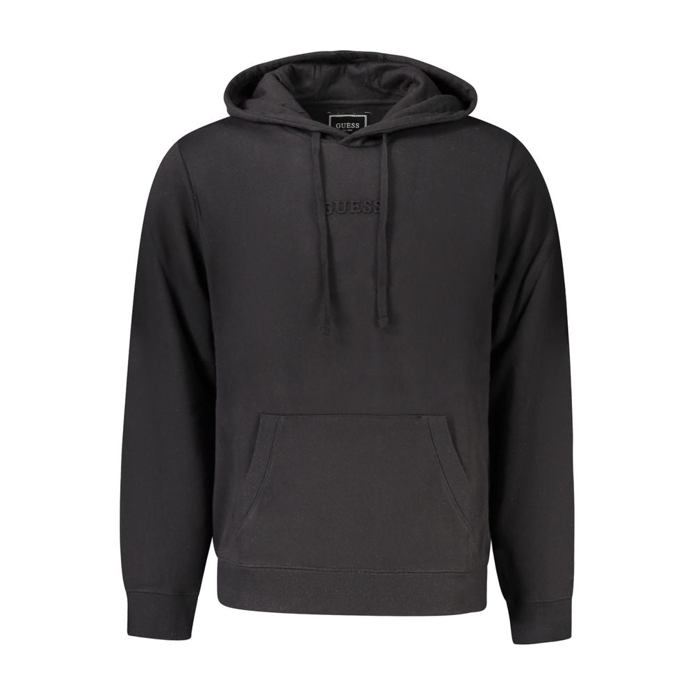 Hooded Sweatshirt Hoodie by Guess Jeans for men in organic cotton black & print features an dramatic silhouette, showcasing a sophisticated hooded neckline and dramatic long-sleeve for a refined, modern aesthetic.