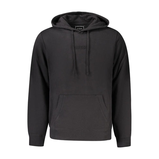 Hooded Sweatshirt Hoodie by Guess Jeans for men in organic cotton black & print features an dramatic silhouette, showcasing a sophisticated hooded neckline and dramatic long-sleeve for a refined, modern aesthetic.
