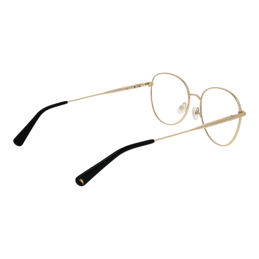 Eyeglasses Frames by Longchamp for women in metal black showcases a reflective silhouette, artfully incorporating a sophisticated black coloured frame with a distinct full-frame frame design.