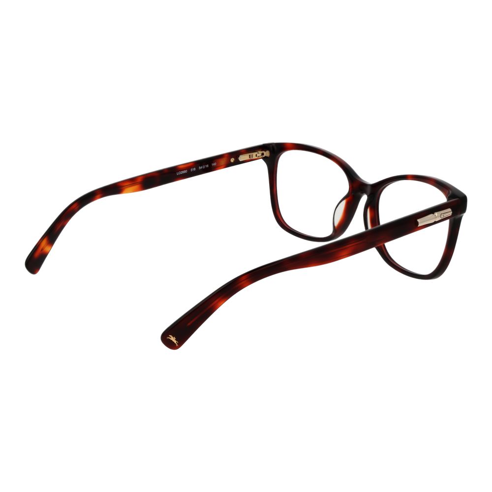 Eyeglasses Frames by Longchamp for women in cellulose acetate red showcases a reflective silhouette, artfully incorporating a sophisticated red coloured frame with a distinct full-frame frame design.