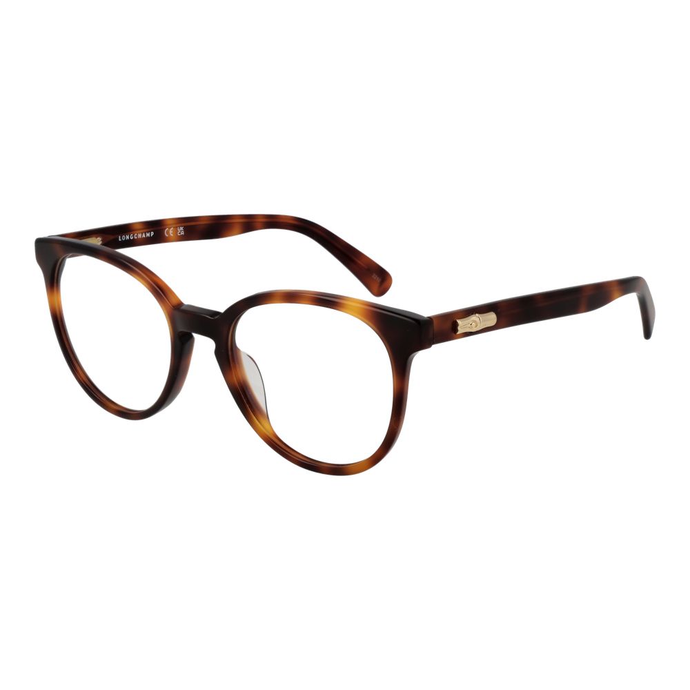 Eyeglasses Frames by Longchamp for women in cellulose acetate and brown showcases an refined full-frame frame design featuring a sophisticated brown coloured frame for an refined and refined aesthetic.