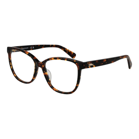 Eyeglasses Frames by Longchamp for women in acetate brown showcases a reflective silhouette, artfully incorporating a sophisticated brown coloured frame with a distinct full-frame frame design.