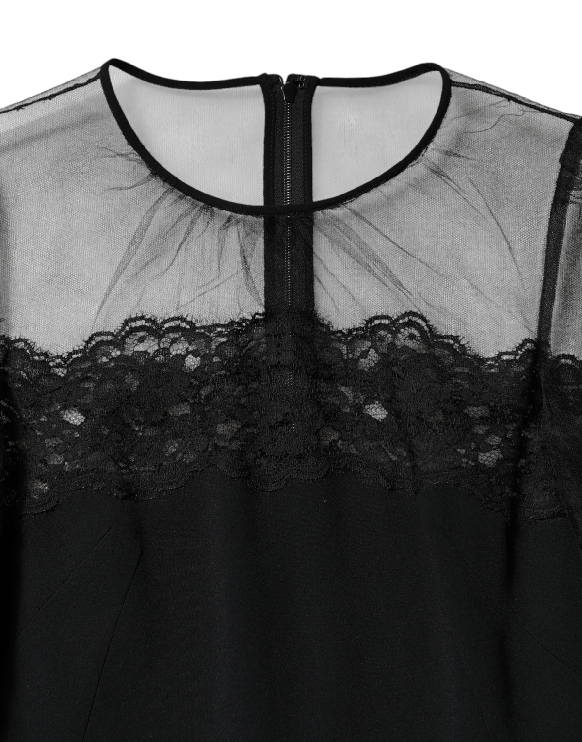 Dolce & Gabbana Women's Sheath Cocktail Long-Sleeve Nylon Polyester Cotton & Silk Midi Dress - Black Signature