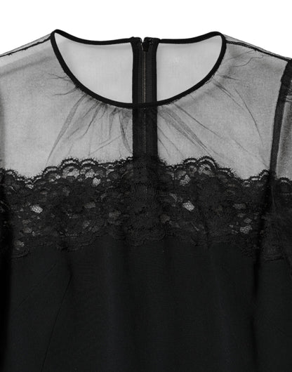 Dolce & Gabbana Women's Sheath Cocktail Long-Sleeve Nylon Polyester Cotton & Silk Midi Dress - Black Signature