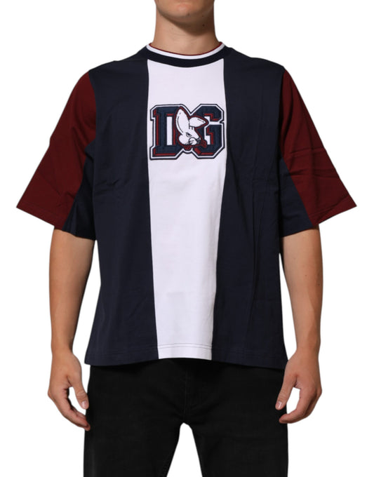 T-Shirt by Dolce & Gabbana for men in cotton multicolor, patterned, signature & striped showcases a fashionable silhouette, elegantly detailed with a fashionable short-sleeve and crew neckline for a sophisticated, high-fashion look.