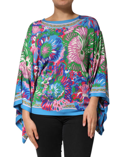 Dolce & Gabbana Women's Relaxed Fit Long-Sleeve Silk Tunic - Multicolor Patterned Floral Print