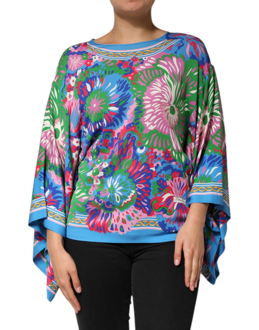 Dolce & Gabbana Women's Relaxed Fit Long-Sleeve Silk Tunic - Multicolor Patterned Floral Print