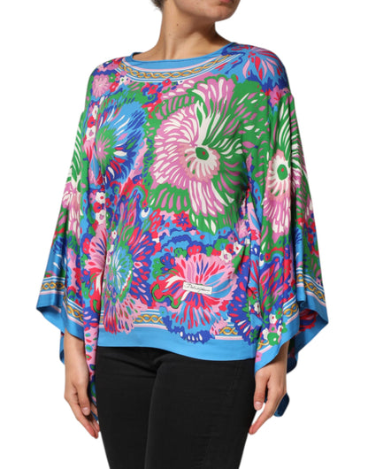 Dolce & Gabbana Women's Relaxed Fit Long-Sleeve Silk Tunic - Multicolor Patterned Floral Print