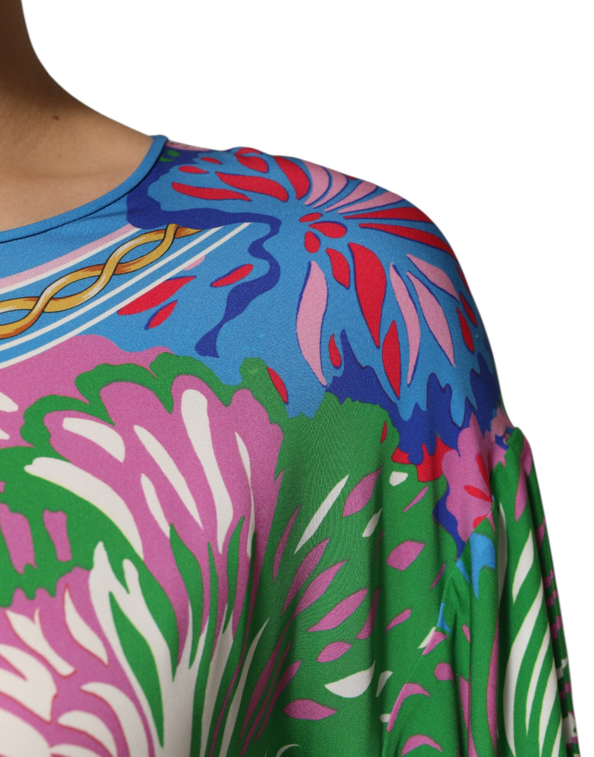 Dolce & Gabbana Women's Relaxed Fit Long-Sleeve Silk Tunic - Multicolor Patterned Floral Print