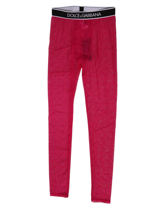 Activewear Leggings by Dolce & Gabbana for women in nylon polyamide & lace fuchsia features an dynamic leggings with long and mid rise, showcasing functional .
