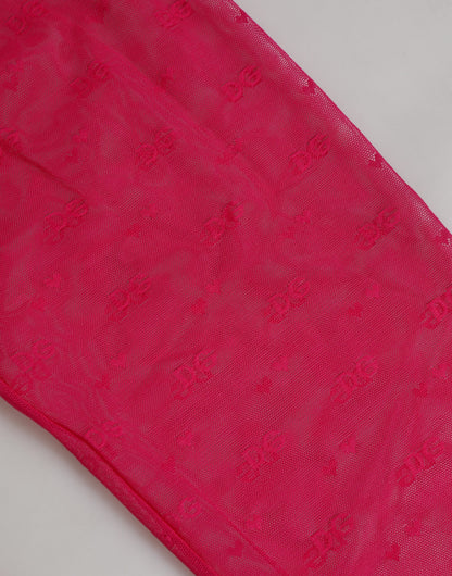 Dolce & Gabbana Women's Leggings Mid Rise Nylon Polyamide & Lace Activewear - Fuchsia
