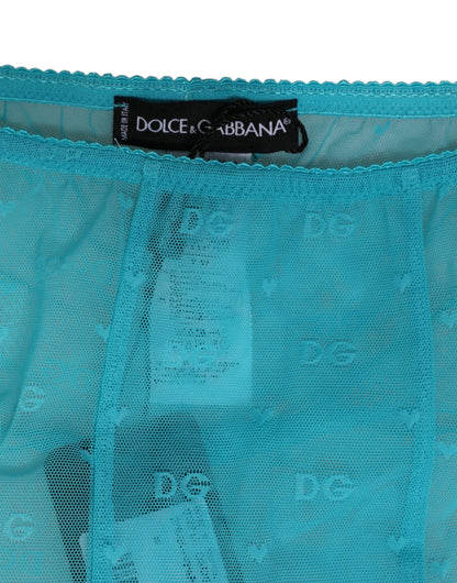 Dolce & Gabbana Women's Leggings Mid Rise Nylon Lace & Elastane Activewear - Light Blue