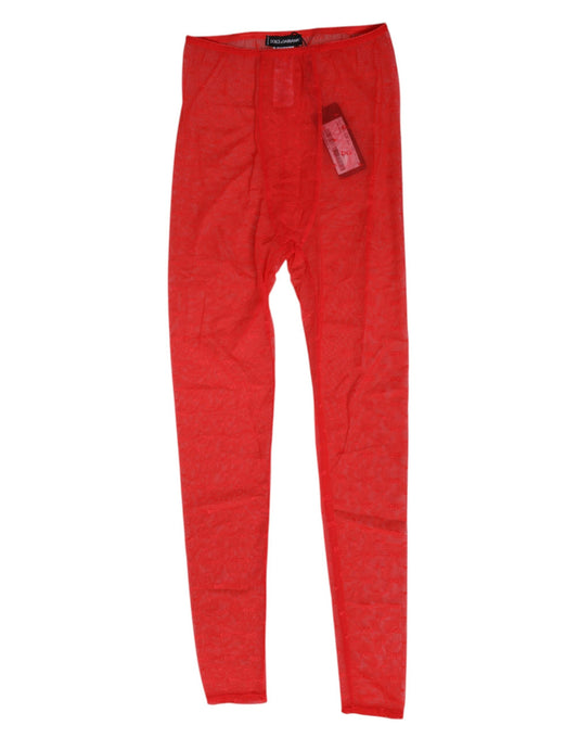 Activewear Leggings by Dolce & Gabbana for women in nylon lace & elastane red features an ergonomic leggings with , highlighting a ergonomic mid rise and long for a premium, high-performance look.