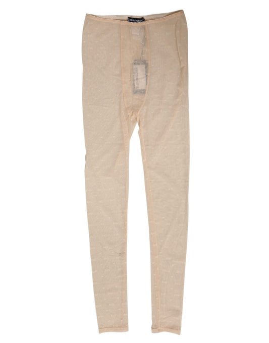 Activewear Leggings by Dolce & Gabbana for women in nylon lace & elastane beige features an versatile silhouette, showcasing with a versatile leggings, long, and mid rise for a high-performance look.