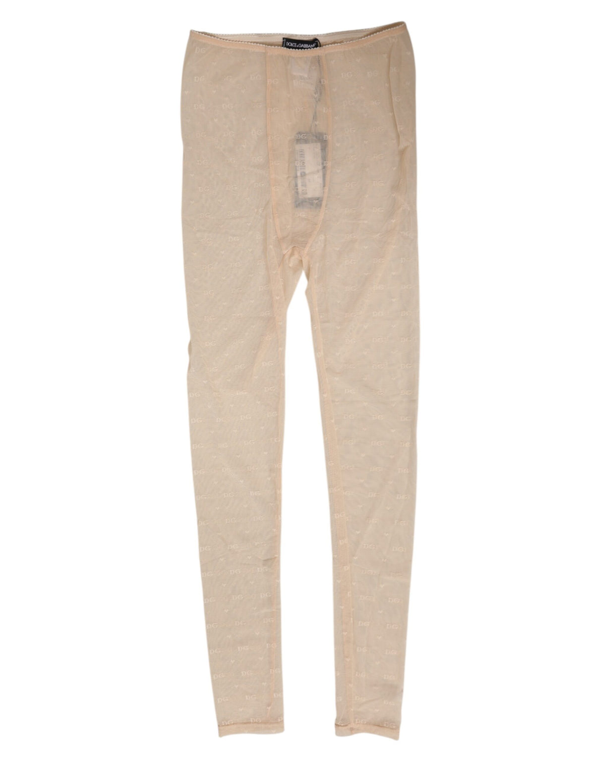 Dolce & Gabbana Women's Leggings Mid Rise Nylon Lace & Elastane Activewear - Beige