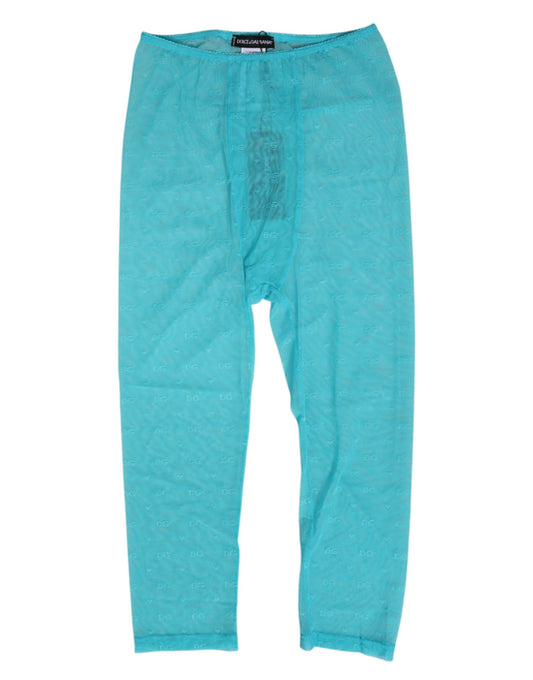 Long Johns by Dolce & Gabbana for women in stretch nylon light-blue & patterned presents a contemporary silhouette, showcasing the Women's Stretch Nylon Long Johns design for a premium look.