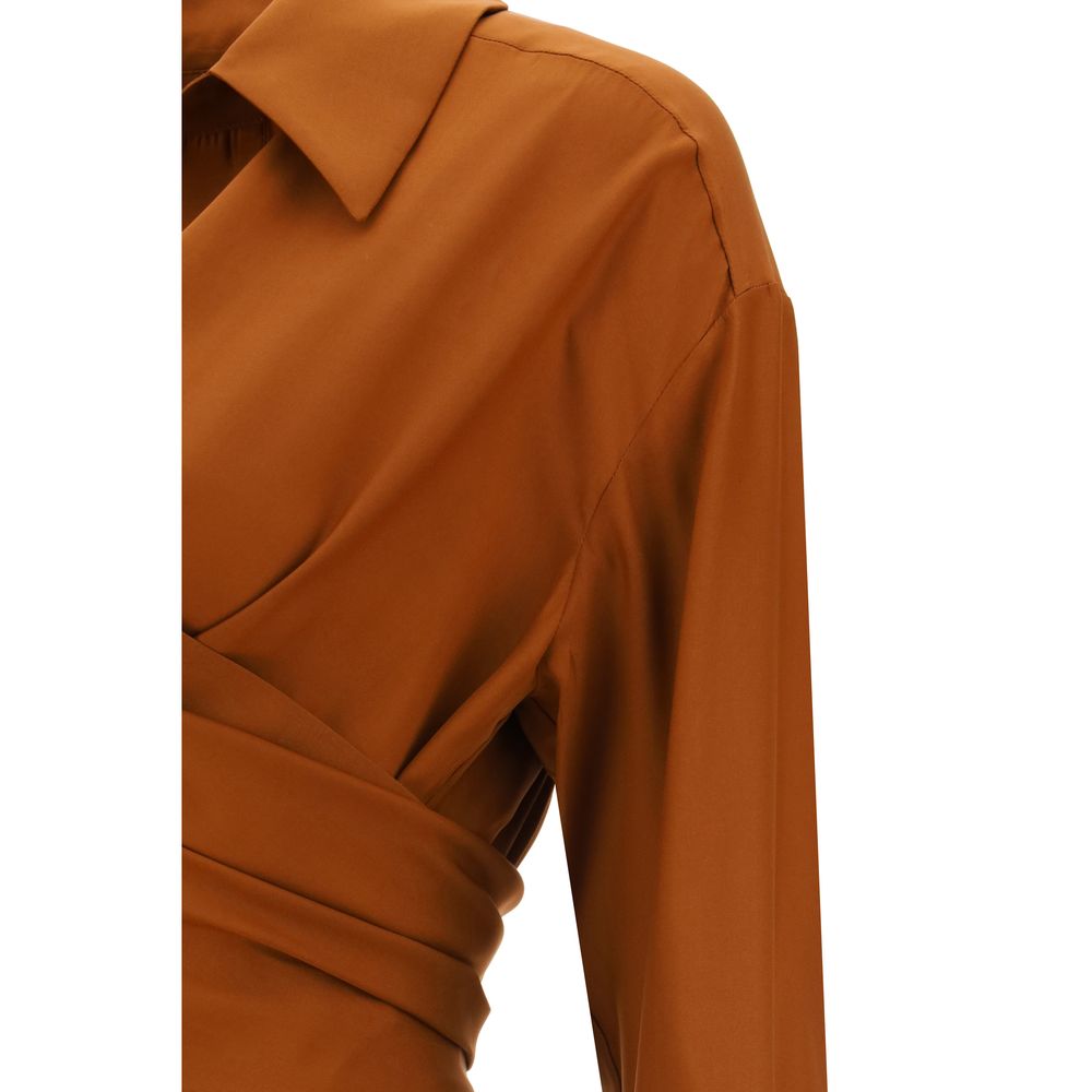 Shirt by GAUGE81 for women in silk brown & signature, featuring a nuanced and nuanced for a sophisticated finish.