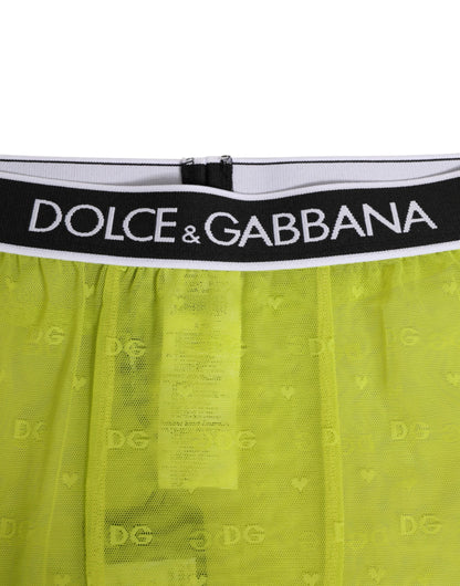 Dolce & Gabbana Women's Leggings Polyamide Nylon & Lace Activewear - Green Patterned