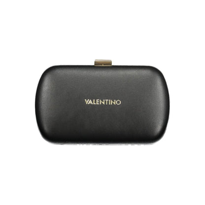 Evening Clutch Handbag by Mario Valentino for women in polyethylene black & signature features a statuesque silhouette, showcasing a secure snap and organized with versatile shoulder-strap for statuesque evening wear.