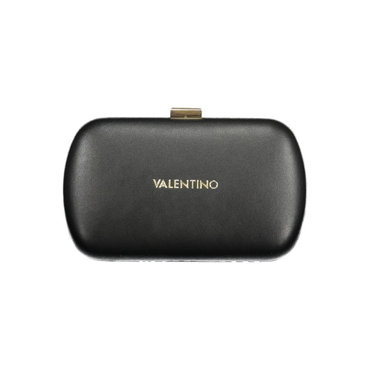 Evening Clutch Handbag by Mario Valentino for women in polyethylene black & signature features a statuesque silhouette, showcasing a secure snap and organized with versatile shoulder-strap for statuesque evening wear.