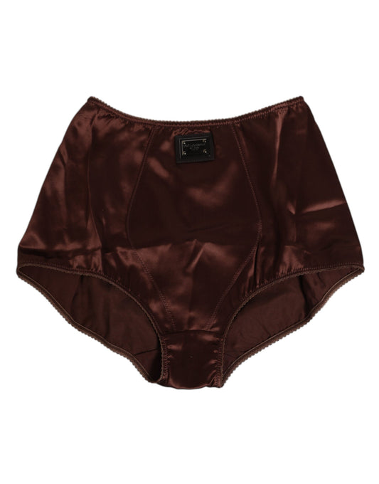 Panties by Dolce & Gabbana for women in polyamide & silk beige & brown presents a nuanced silhouette, artfully showcasing the refined details of the Women's High Rise Polyamide & Silk Panties design.