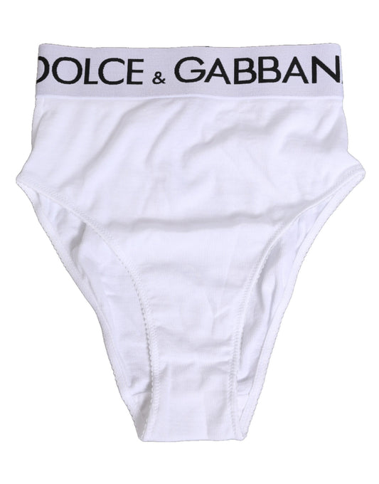 Underpants Briefs by Dolce & Gabbana for women in stretch cotton white features an chic silhouette from the Women's High Rise Stretch Cotton Underpants Briefs collection, showcasing a chic fit and sophisticated style for an elevated look.