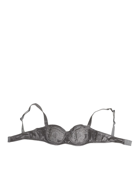 Bra by Dolce & Gabbana for women in cotton nylon satin & silk gray features a nuanced silhouette, showcasing the nuanced design of the Women's Cotton Nylon Satin & Silk Bra with a nuanced fit.