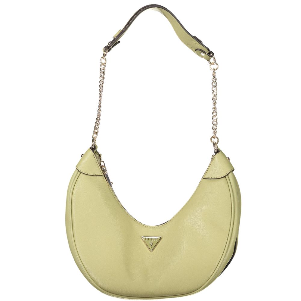 Shoulder Handbag by Guess Jeans for women in polyethylene green features a signature silhouette, showcasing a secure zipper and signature external-pockets & internal-pockets with versatile shoulder-strap & handle for a sophisticated look.