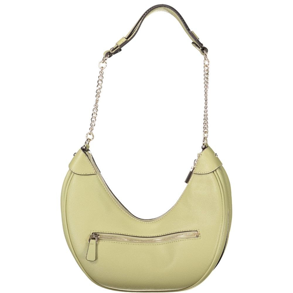 Shoulder Handbag by Guess Jeans for women in polyethylene green features a refined silhouette, showcasing a secure zipper, organized external-pockets & internal-pockets, and versatile shoulder-strap & handle for a refined finish.
