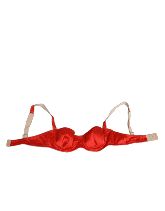 Bra by Dolce & Gabbana for women in silk satin red & signature presents a bespeak silhouette, showcasing the bespeak Women's Silk Satin Bra design with a premium bespeak finish.