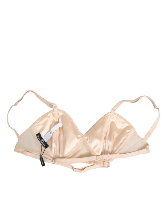 Bra by Dolce & Gabbana for women in silk nylon polyamide & elastane beige & natural features a nuanced silhouette, showcasing the nuanced design of the Women's Silk Nylon Polyamide & Elastane Bra with a nuanced fit.