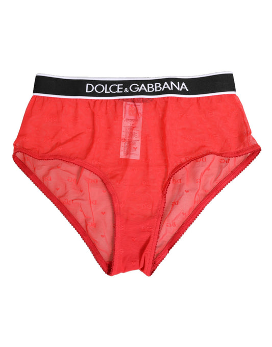 Underpants Briefs by Dolce & Gabbana for women in stretch nylon red & signature features an bespeak silhouette, showcasing the sophisticated Women's Stretch Nylon Underpants Briefs design with an bespeak finish.