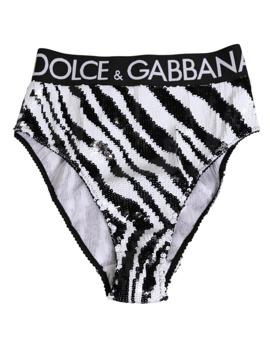 Underpants Briefs by Dolce & Gabbana for women in stretch polyamide polyester black, white, signature & striped features an nuanced silhouette, showcasing the nuanced design of this Women's High Rise Stretch Polyamide Polyester Underpants Briefs with an nuanced fit and refined finish.