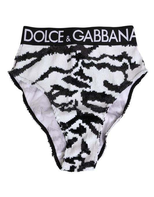 This Underpants Briefs by Dolce & Gabbana for women in polyamide polyester & sequins black, white & signature features a flawless silhouette from the Women's High Rise Polyamide Polyester & Sequins Underpants Briefs collection, offering a flawless fit designed for premium comfort.