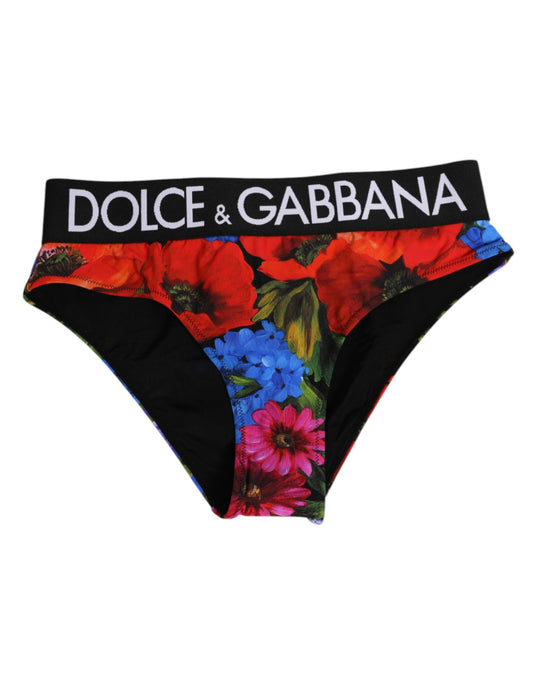 Underpants Briefs by Dolce & Gabbana for women in stretch polyamide black, floral & print features an bespeak silhouette, showcasing the sophisticated Women's High Rise Stretch Polyamide Underpants Briefs design with an bespeak finish.