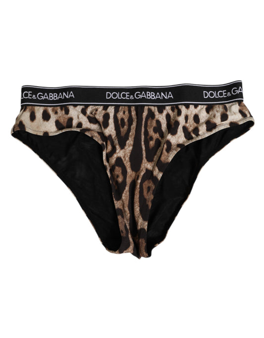 Underpants Briefs by Dolce & Gabbana for women in stretch nylon brown, leopard-print, signature & print features an nuanced silhouette, showcasing the nuanced design of this Women's High Rise Stretch Nylon Underpants Briefs with an nuanced fit and refined finish.