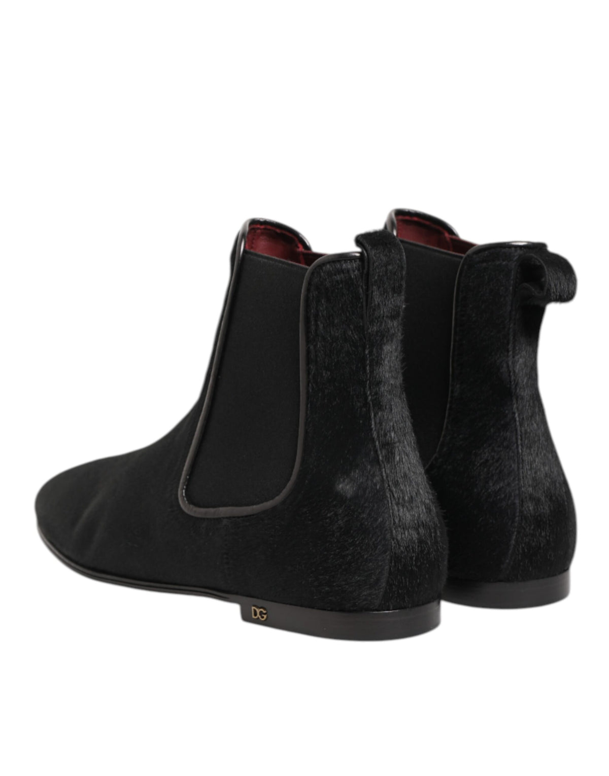 Dolce & Gabbana Men's Plush Calf Leather & Fur Ankle Chelsea Boots - Black