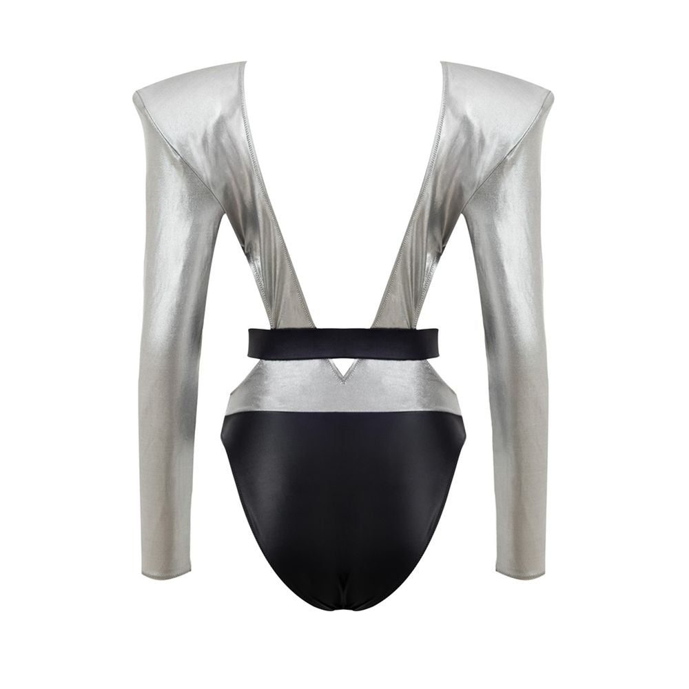 One-Piece Swimsuit by Dolce & Gabbana for women in stretch polyamide viscose black, gray & silver showcases a couture inspired silhouette from the Women's Stretch Polyamide Viscose One-Piece Swimsuit collection, featuring a couture inspired cut designed for a couture inspired and couture inspired poolside look.