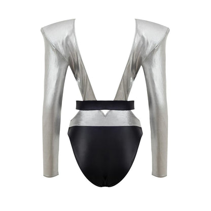 One-Piece Swimsuit by Dolce & Gabbana for women in stretch polyamide viscose black, gray & silver showcases a couture inspired silhouette from the Women's Stretch Polyamide Viscose One-Piece Swimsuit collection, featuring a couture inspired cut designed for a couture inspired and couture inspired poolside look.