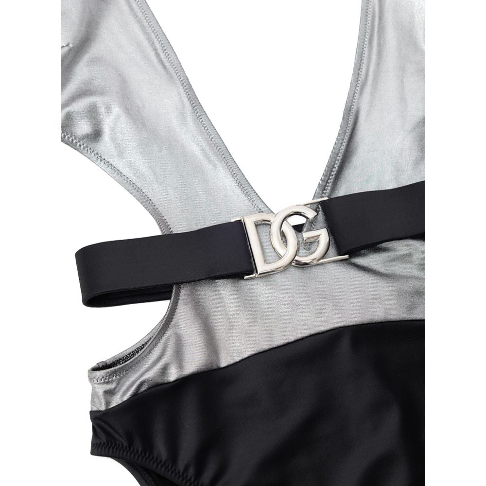 One-Piece Swimsuit by Dolce & Gabbana for women in stretch polyamide viscose black, gray & silver features an jaw dropping silhouette, showcasing the jaw dropping Women's Stretch Polyamide Viscose One-Piece Swimsuit design with a sophisticated cut for a jaw dropping finish.