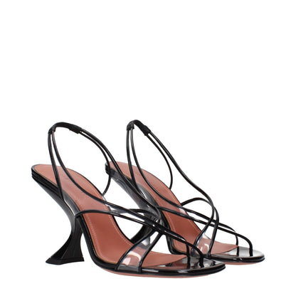 Stiletto Sandals by Amina Muaddi for women in patent leather black features an exquisite silhouette, showcasing the exquisite Women's Patent Leather Stiletto Sandals with a stiletto and .