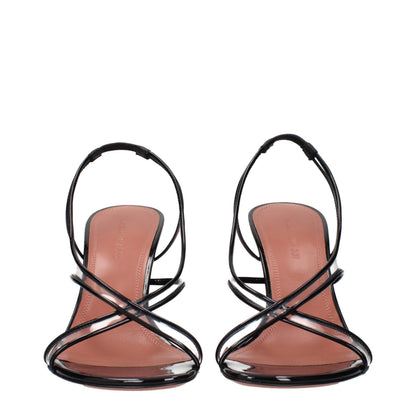 Stiletto Sandals by Amina Muaddi for women in patent leather and black presents a captivating silhouette, showcasing the signature style of the Women's Patent Leather Stiletto Sandals with a captivating stiletto and captivating .