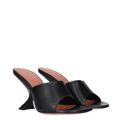 Stiletto Sandals by Amina Muaddi for women in leather black features an architectural design from the Women's Leather Stiletto Sandals collection, defined by a architectural stiletto and for a architectural finish.