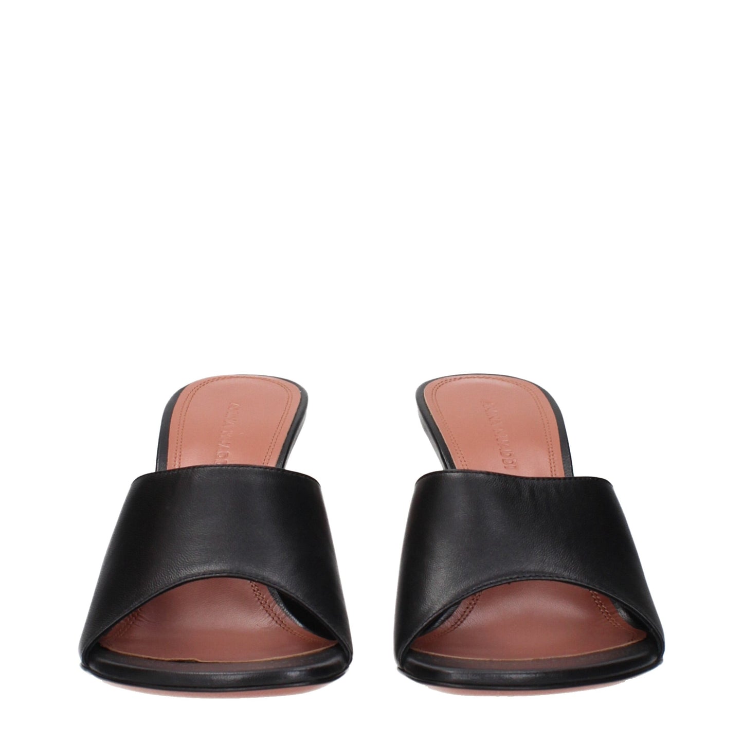 Stiletto Sandals by Amina Muaddi for women in leather black features an effortlessly chic silhouette from the Women's Leather Stiletto Sandals collection, showcasing a effortlessly chic stiletto and elegant .