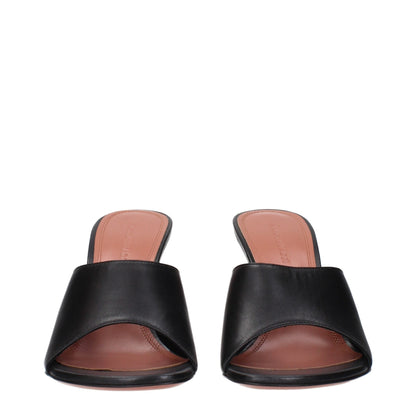Stiletto Sandals by Amina Muaddi for women in leather black features an effortlessly chic silhouette from the Women's Leather Stiletto Sandals collection, showcasing a effortlessly chic stiletto and elegant .
