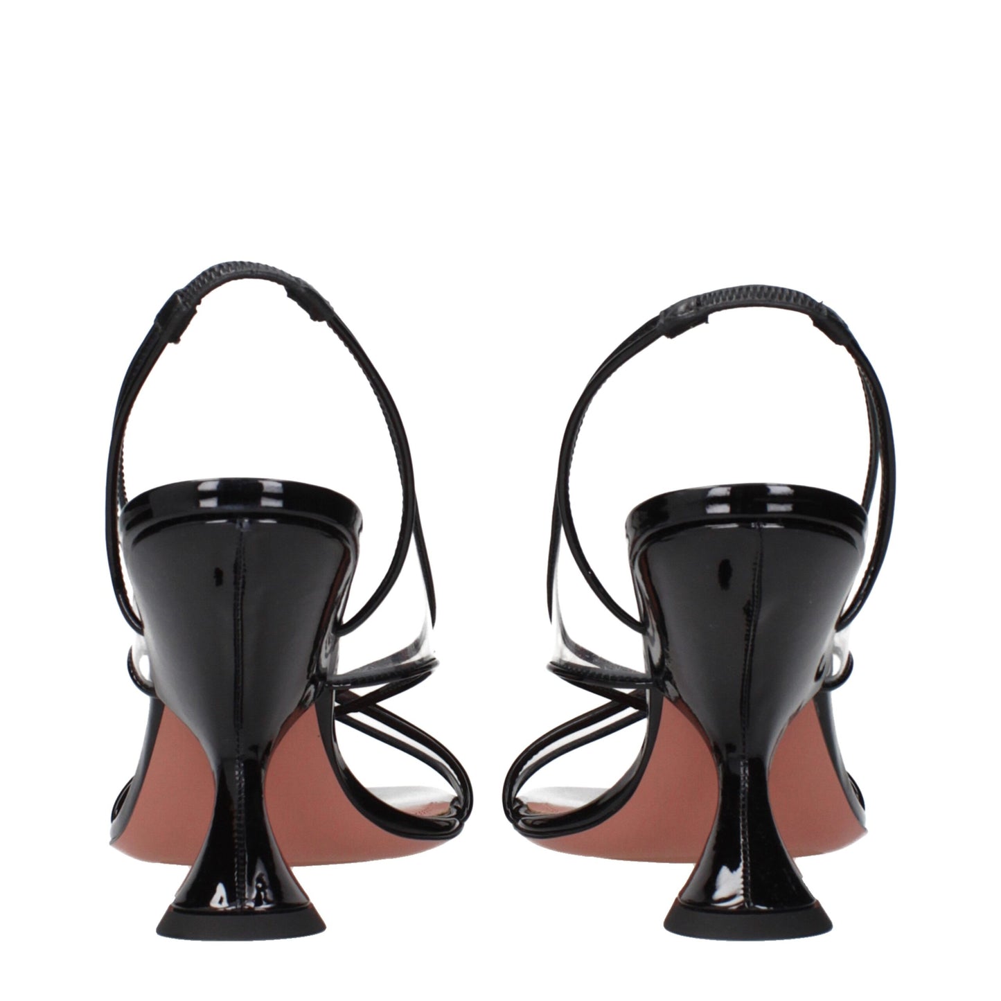 Stiletto Sandals by Amina Muaddi for women in patent leather and black presents a captivating silhouette, showcasing the signature style of the Women's Patent Leather Stiletto Sandals with a captivating stiletto and captivating .