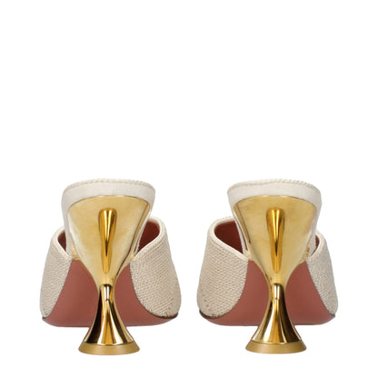 Slippers by Amina Muaddi for women in fabric beige features an effortless chic silhouette from the Women's Fabric Slippers collection, showcasing a and effortless chic .
